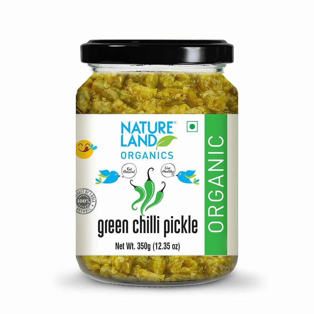 Nature Land Organics Green Chilli Pickle